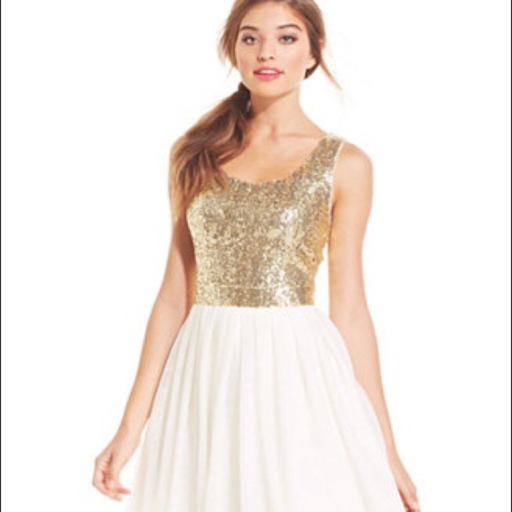 B Darlin Sequin Pleated A-Line Dress